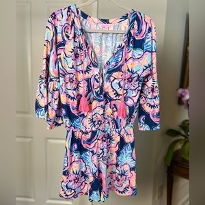Lilly Pulitzer Del Lago Boho Bateau, Nauti Navy Romper